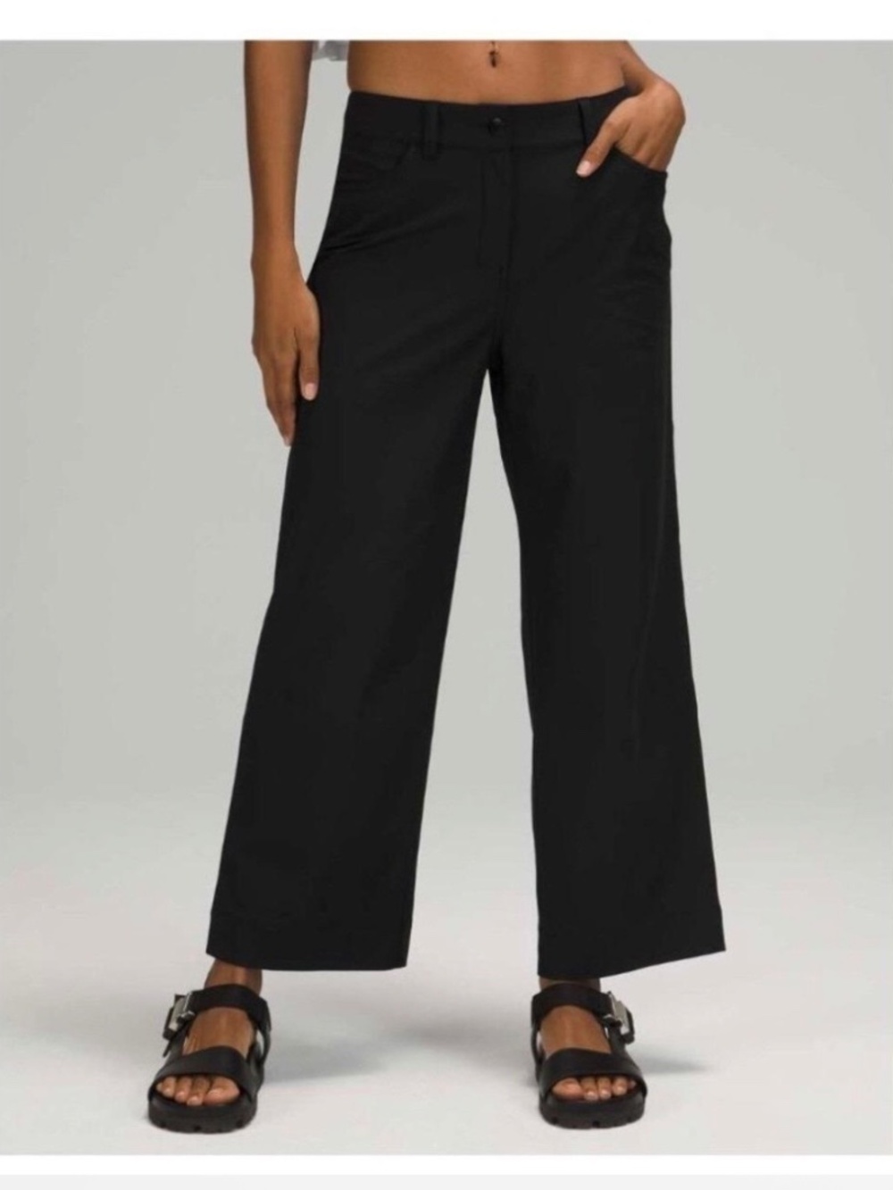 Lululemon City Sleek 5 Pocket Wide Leg 15" Trousers Pants Black Office Travel 28